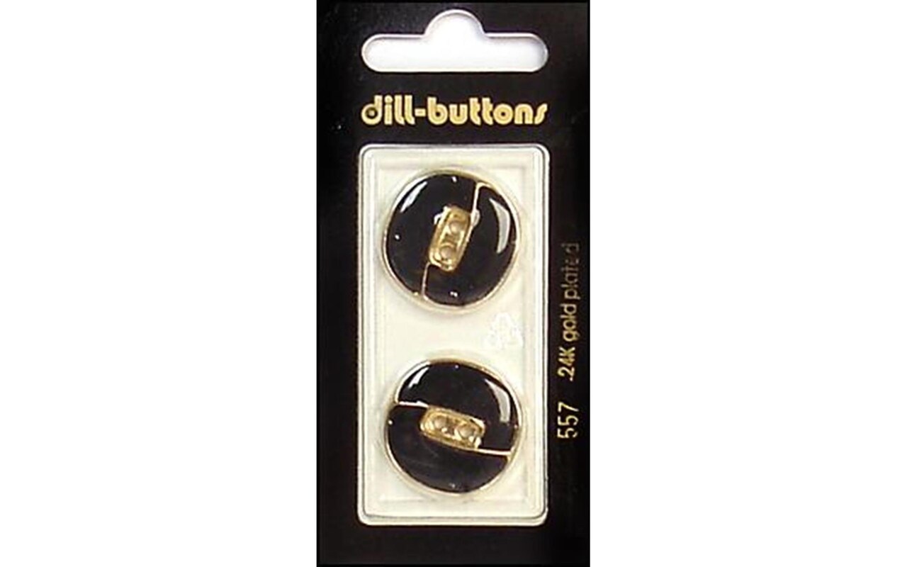 Dill Buttons 23mm 2pc 2 Hole Enamel Black/Gold